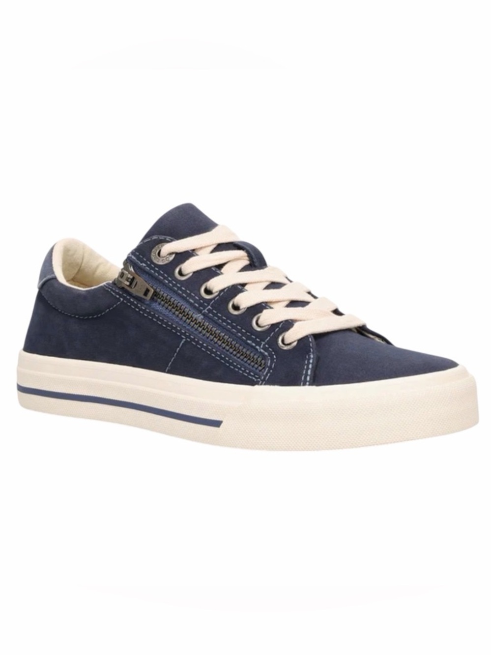 Taos Z Soul Sneakers Women 9.5W Navy Blue Canvas Comfort Walking Shoes Zip